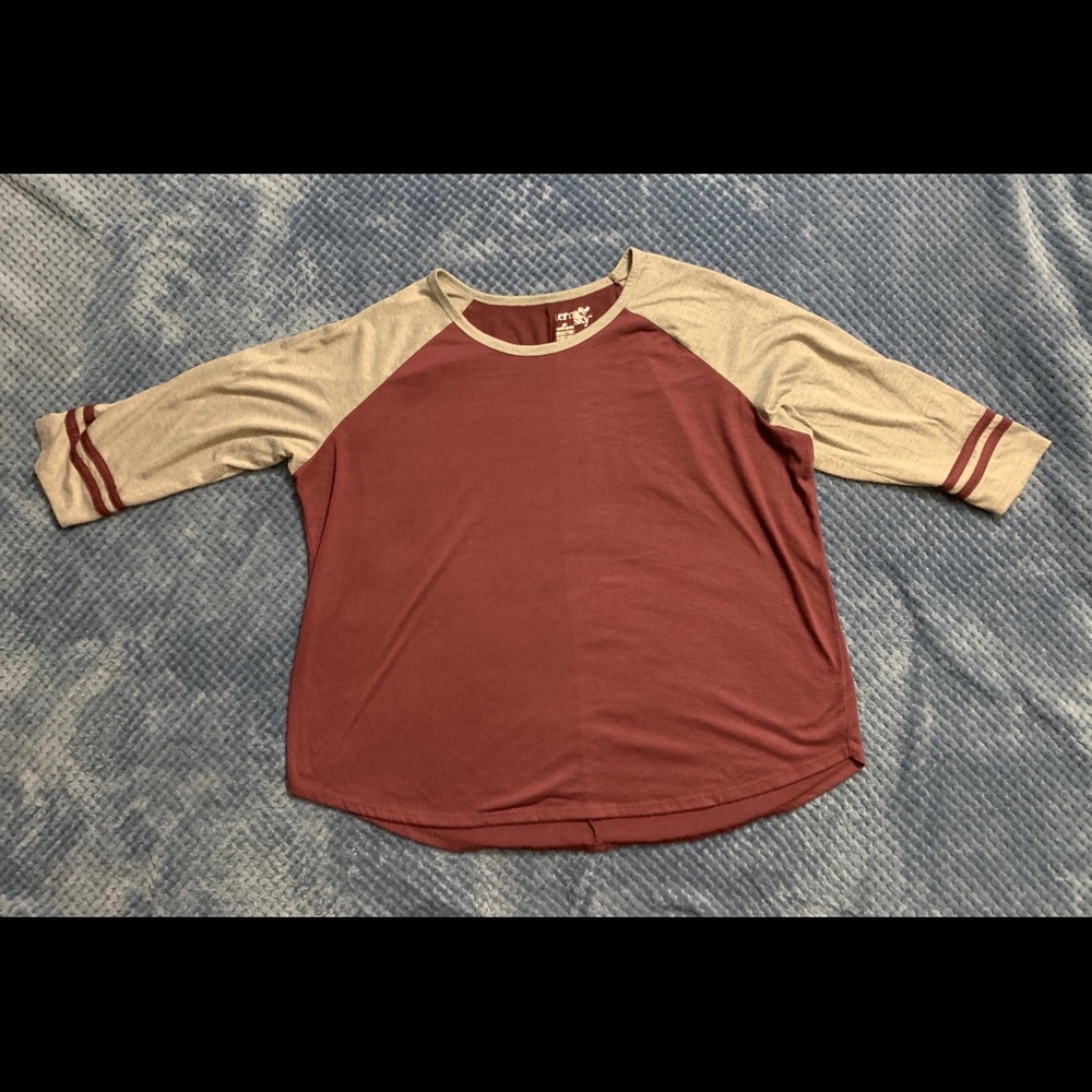 Maroon and grey baseball T-shirt